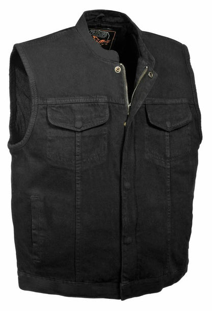 Men's Side Lace Denim Club Vest w/ Hidden Zipper