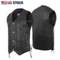 Mens Genuine Leather 10 Pockets Motorcycle Biker Vest ANARCHY Black SOA #3540BLK - HighwayLeather