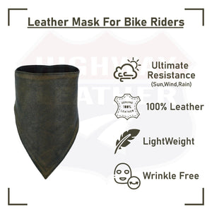 BROWN FACEMASK Motorcycle Leather Half Face Mask 100% Natural Buffalo #HL80321BR
