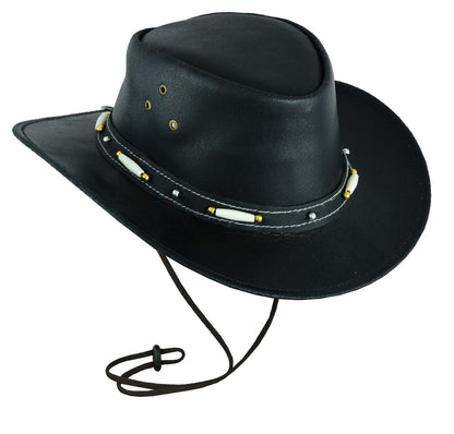 New Black Australian Style Western Hat with Bone Cowboy Leather Hats #80116