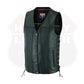 BLACK HL2611NKD Straight bottom Gun pocket leather vest - HighwayLeather