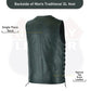 BLACK HL2611NKD Straight bottom Gun pocket leather vest - HighwayLeather