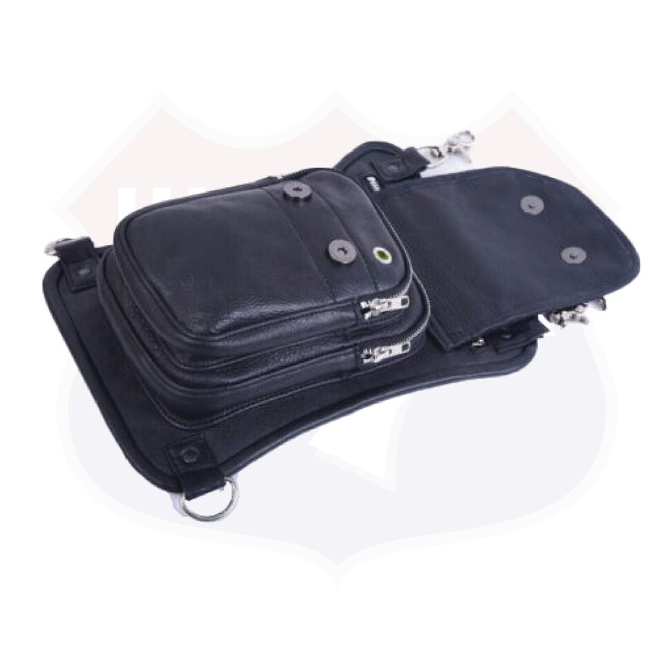 HL80191BLACK Thigh Bag made of Leather used as a drop leg bag - HighwayLeather