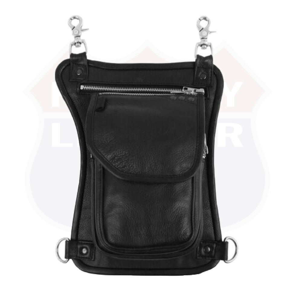 HL80191BLACK Thigh Bag made of Leather used as a drop leg bag - HighwayLeather