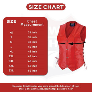 HL14501RED Red Leather Vest - Women motorcycle Club