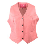 Leather King SH1227 Pink Women's Classic Leather Four Snap Vest - image 1