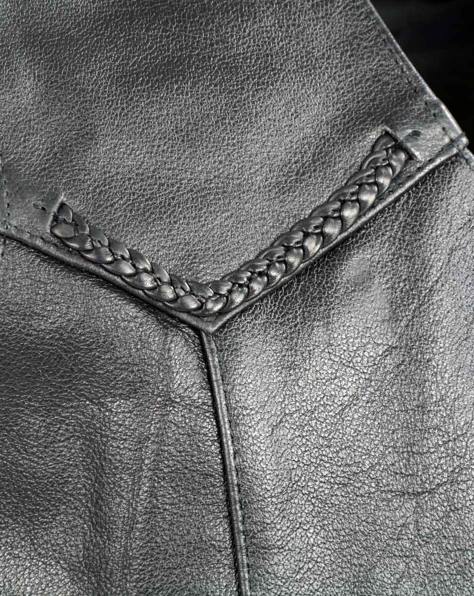 Milwaukee Leather SH1314TALL Men's Classic Black Braided Leather Vest with Side Laces — image 4