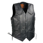 Milwaukee Leather SH1314 Men's Classic Black Braided Leather Vest with Side Laces — image 1