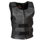 Milwaukee Leather SH1367 Men's Black Leather Swat Style Rider Vest w/ Plain Back Panel for Club Patches — image 1