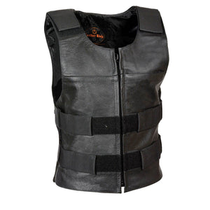Milwaukee Leather SH1367 Men's Black Leather Swat Style Rider Vest w/ Plain Back Panel for Club Patches — image 1