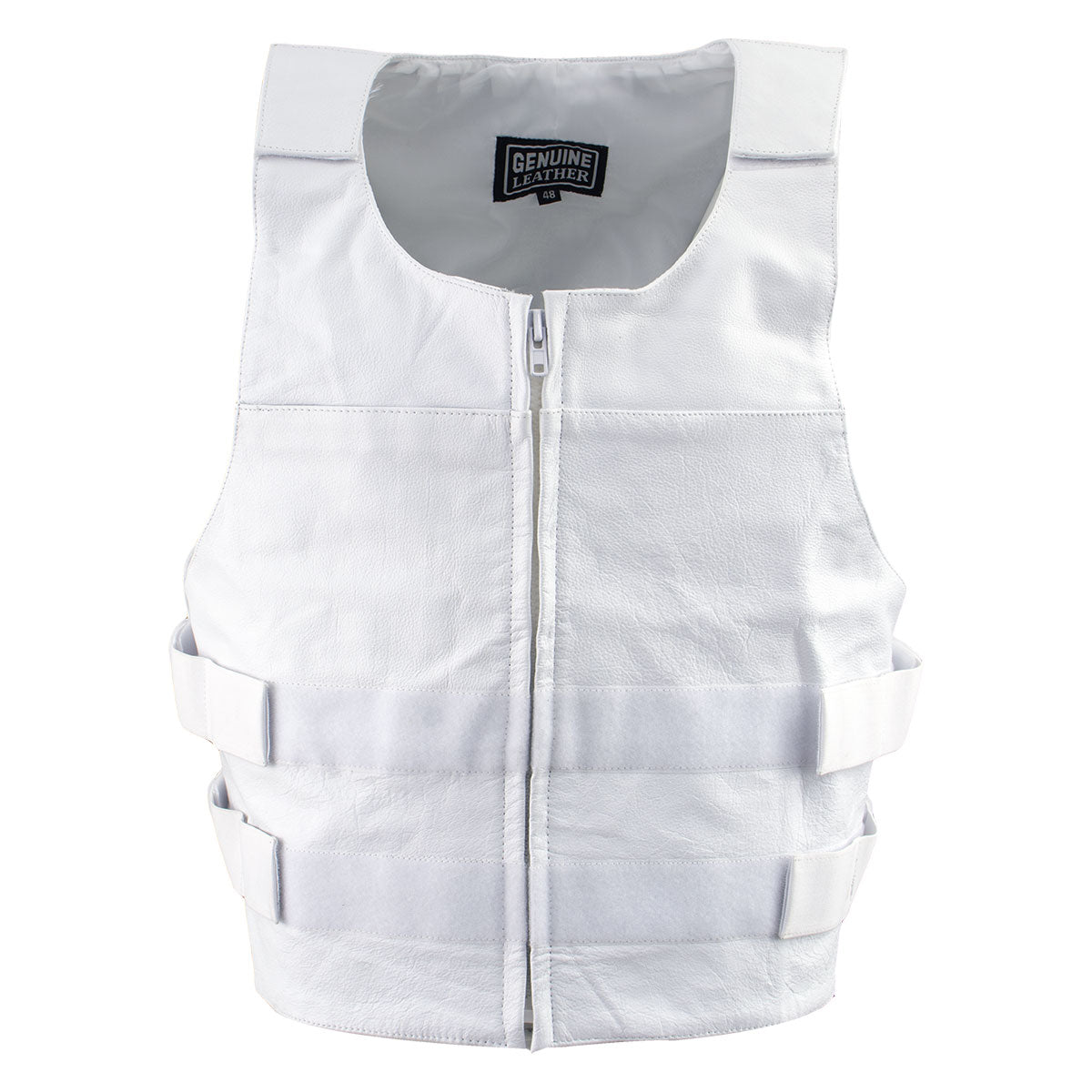 Genuine Leather SH1367ZW Men’s 'Bullet Proof Replica' White Leather Vest — image 5