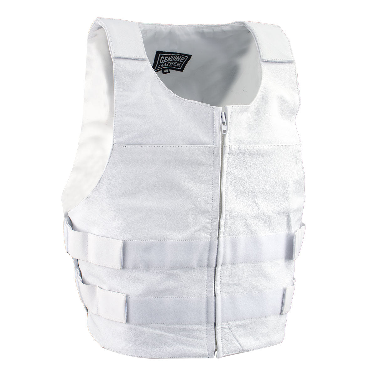 Genuine Leather SH1367ZW Men’s 'Bullet Proof Replica' White Leather Vest — image 1