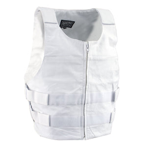 Genuine Leather SH1367ZW Men’s 'Bullet Proof Replica' White Leather Vest — image 1