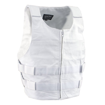 Genuine Leather SH1367ZW Men’s 'Bullet Proof Replica' White Leather Vest — image 1