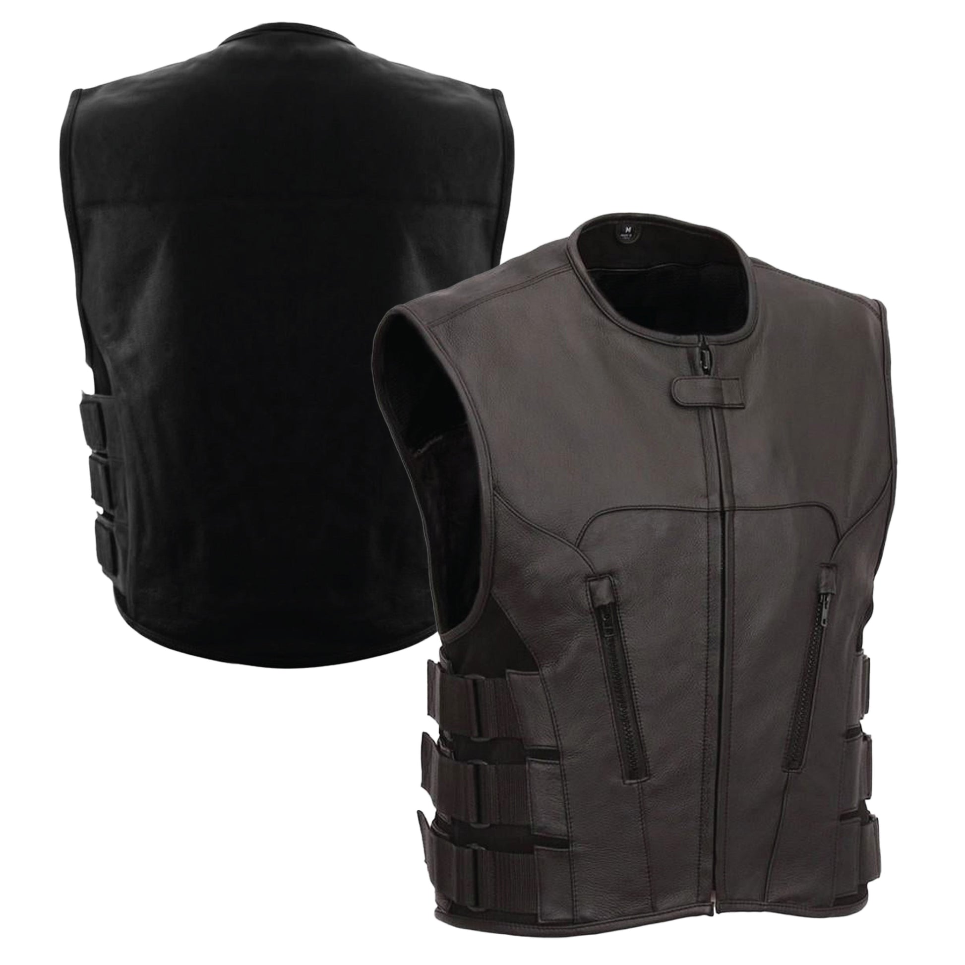 HL11645NKD NAKED Swat team style leather motorcycle vest - HighwayLeather