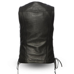 The Jenni Ladies Revealing Side Laces Vest - HighwayLeather