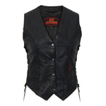 Hot Leathers VSL1006 Women's Black Leather Braided Vest - image 1