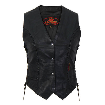 Hot Leathers VSL1006 Women's Black Leather Braided Vest - image 1