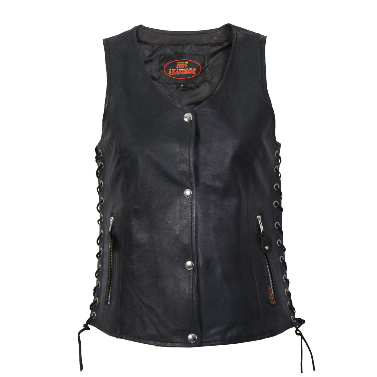 Hot Leathers VSL1010 Women's Black Lambskin Side Lace Vest - image 1