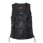 Hot Leathers VSL1010 Women's Black Lambskin Side Lace Vest - image 1