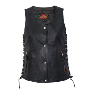 Hot Leathers VSL1010 Women's Black Lambskin Side Lace Vest - image 1