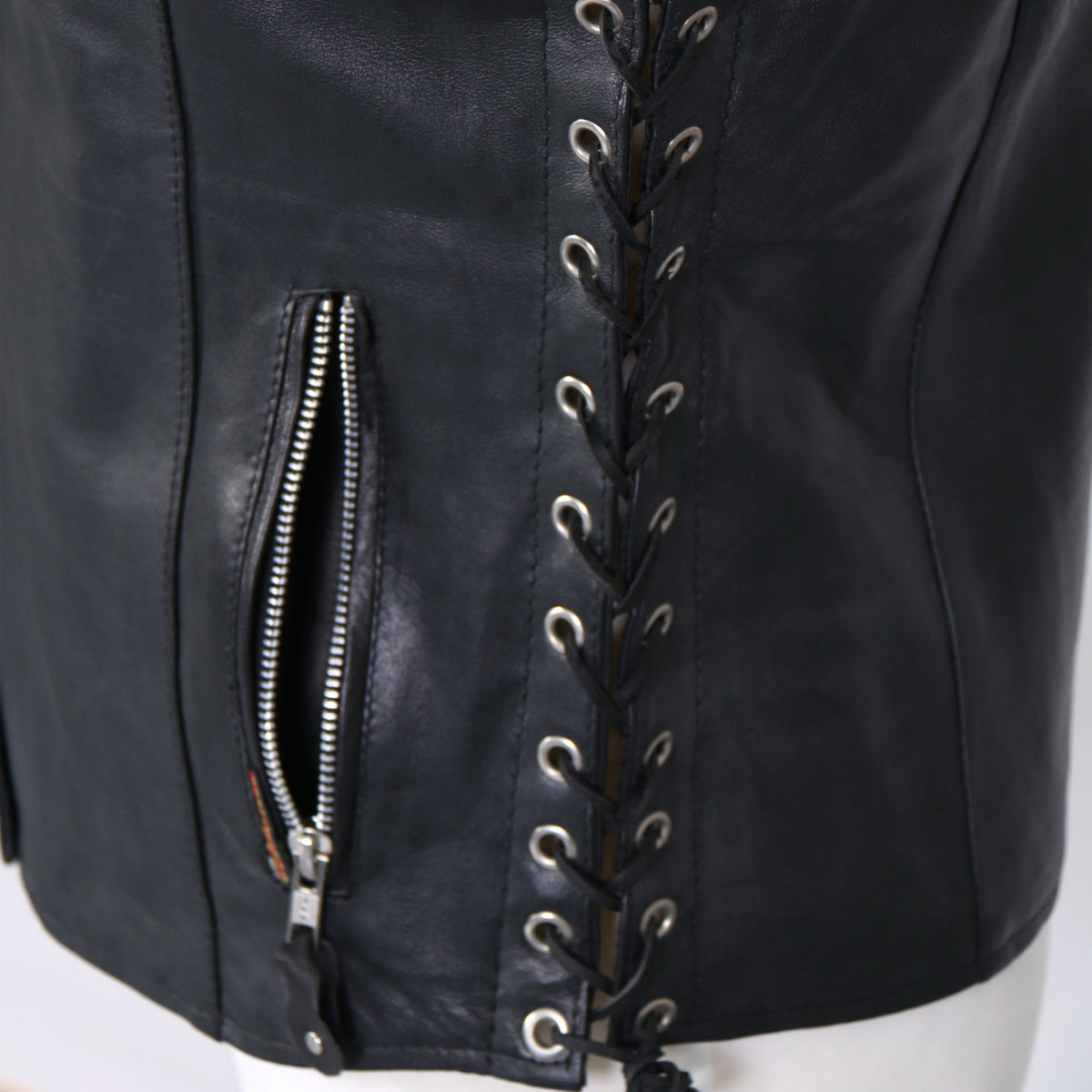 Hot Leathers VSL1010 Women's Black Lambskin Side Lace Vest - image 4