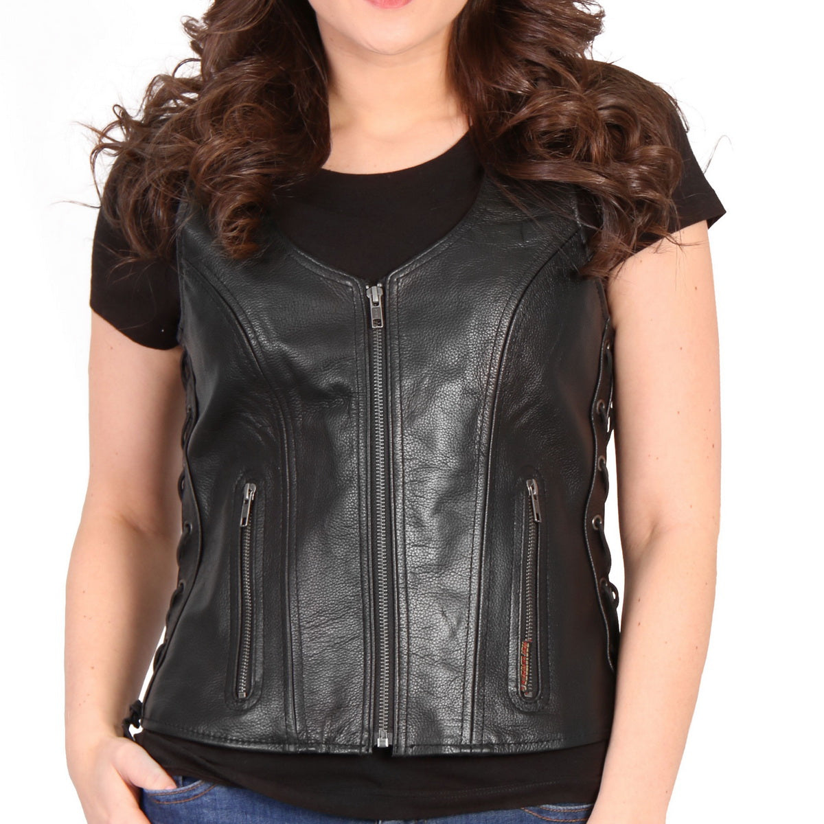 Hot Leathers VSL1010 Women's Black Lambskin Side Lace Vest - image 6