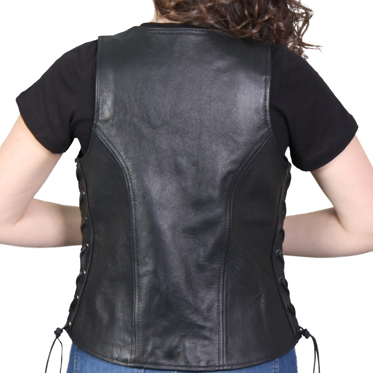 Hot Leathers VSL1010 Women's Black Lambskin Side Lace Vest - image 7