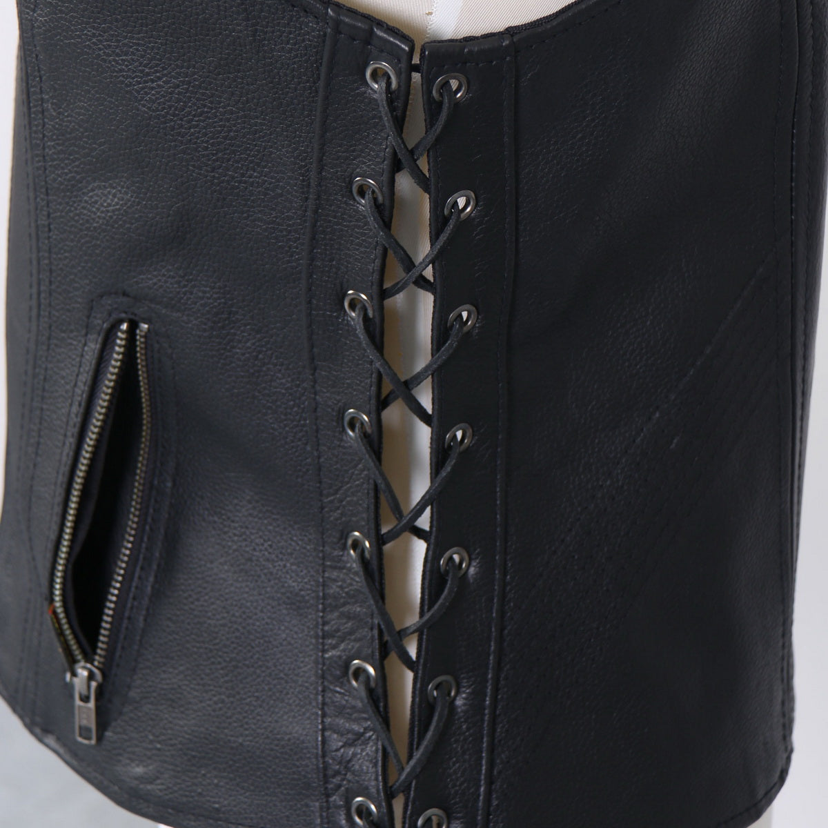 Hot Leathers VSL1013 Women's Black Leather Side Lace Zip-Up Vest - image 4