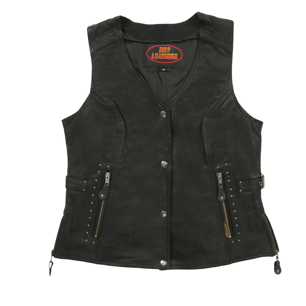 Hot Leathers VSL1014 Women's Black Leather Vest with Fringe - image 1