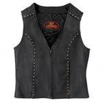 Hot Leathers VSL1015 Women's Studded Black Leather Vest with V-Neck Design - image 1