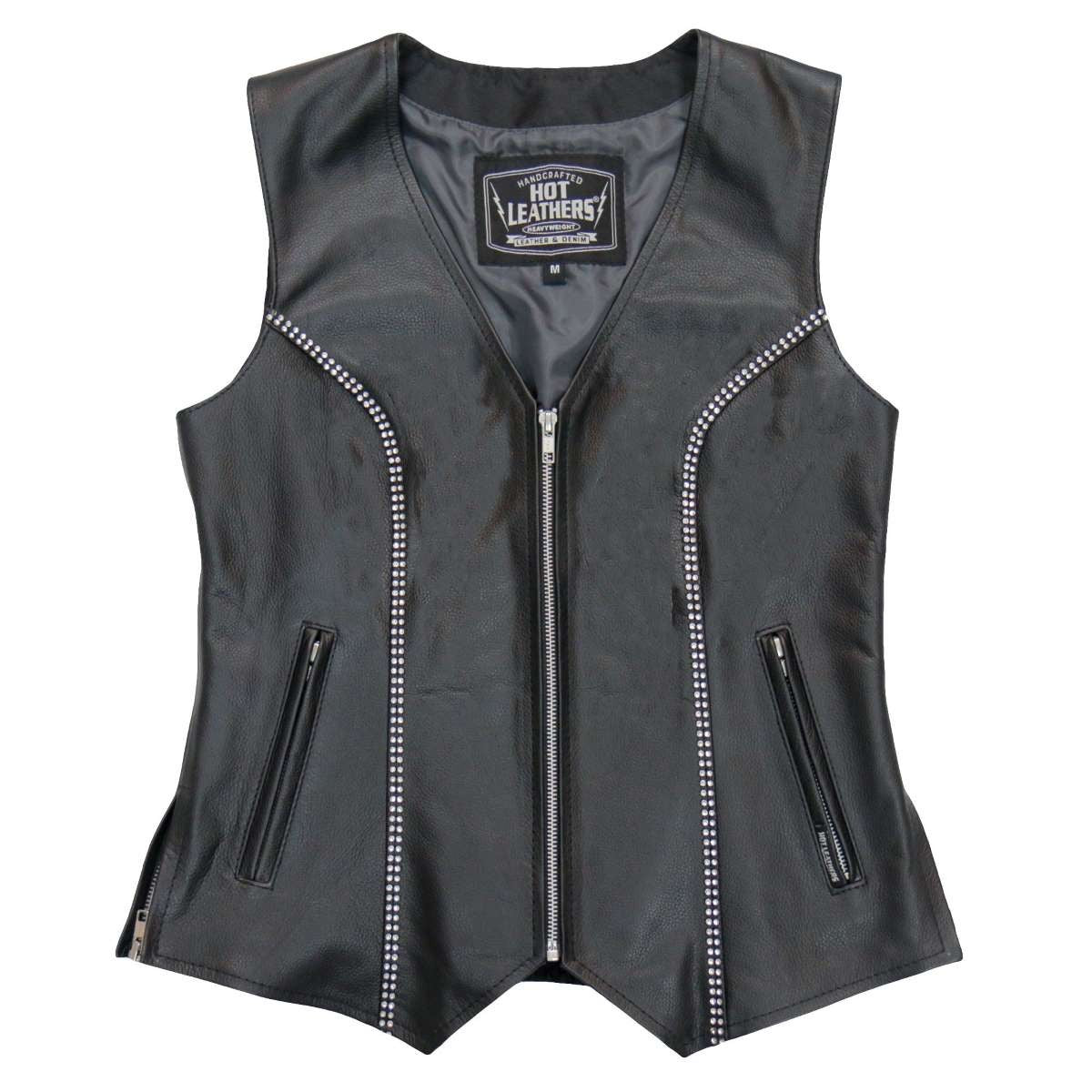 Hot Leathers VSL1016 Women's 'Rhinestone' Black Leather MC Vest - image 9