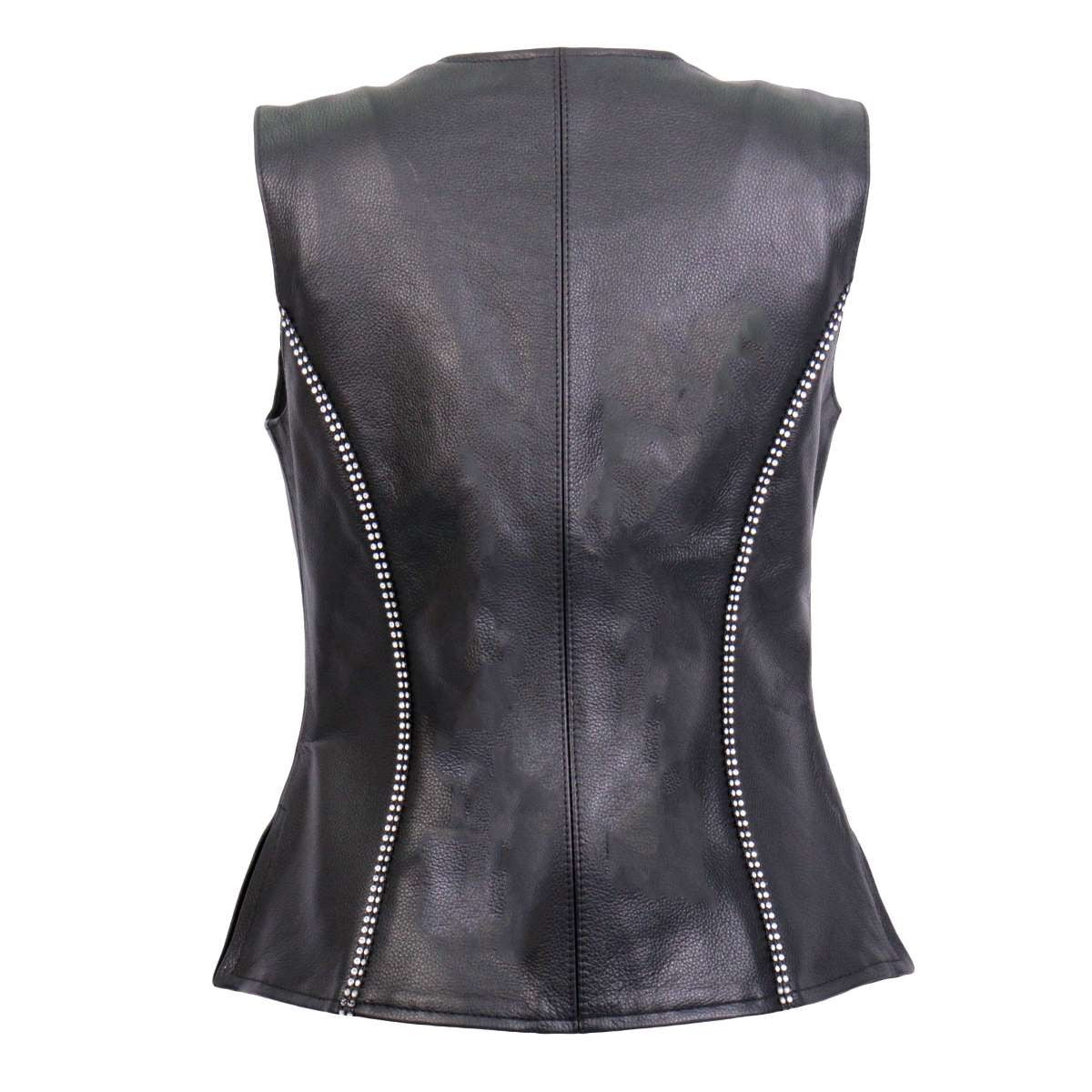 Hot Leathers VSL1016 Women's 'Rhinestone' Black Leather MC Vest - image 2