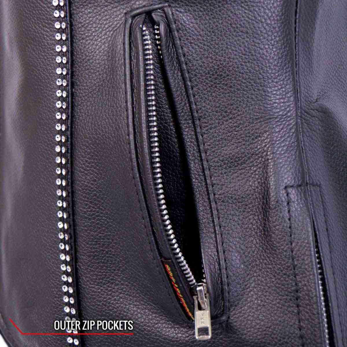 Hot Leathers VSL1016 Women's 'Rhinestone' Black Leather MC Vest - image 7