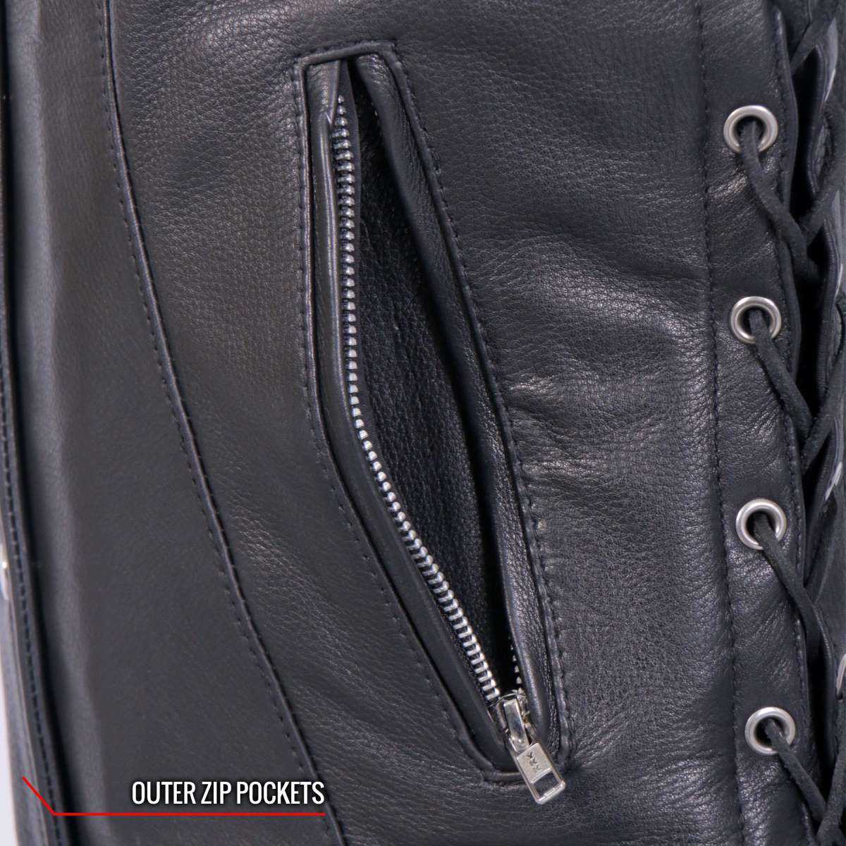 Hot Leathers VSL1017 Women's 'Sugar Skull' Lined Black Leather MC Vest - image 5