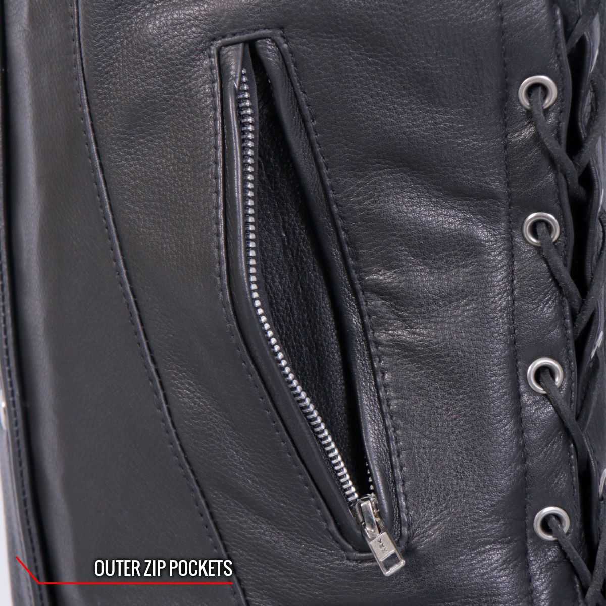 Hot Leathers VSL1019 Women's 'Red Rose' Lined Black Leather MC Vest - image 5