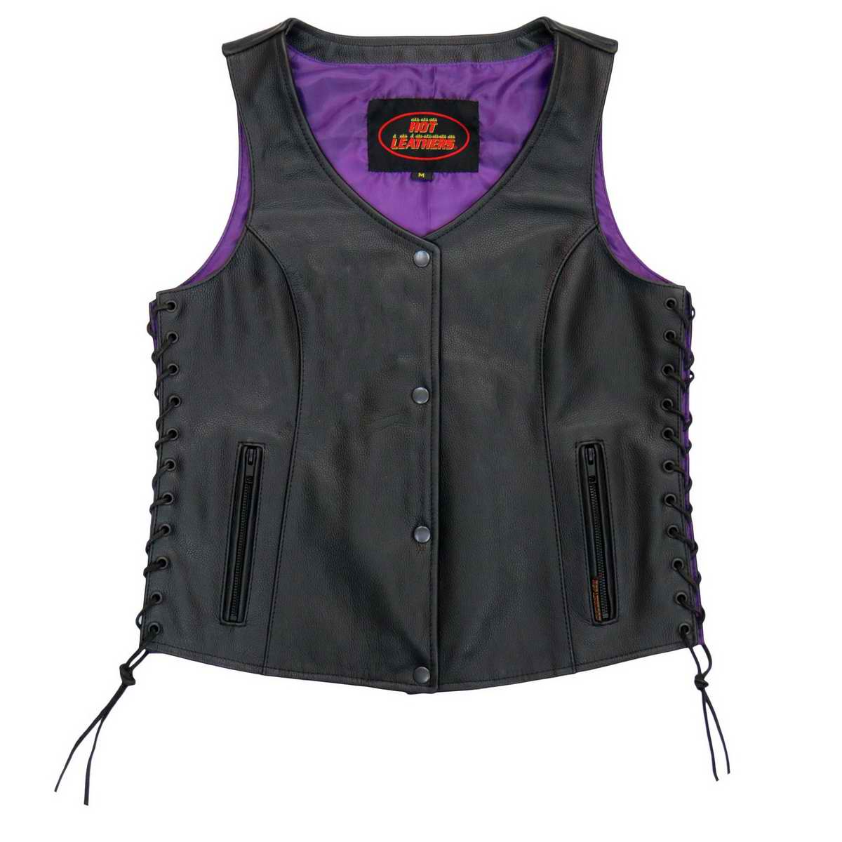 Hot Leathers VSL2001 Women's Black 'Fleur De Lis Cross' Leather Vest - image 2
