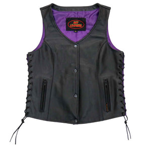 Hot Leathers VSL2001 Women's Black 'Fleur De Lis Cross' Leather Vest - image 2