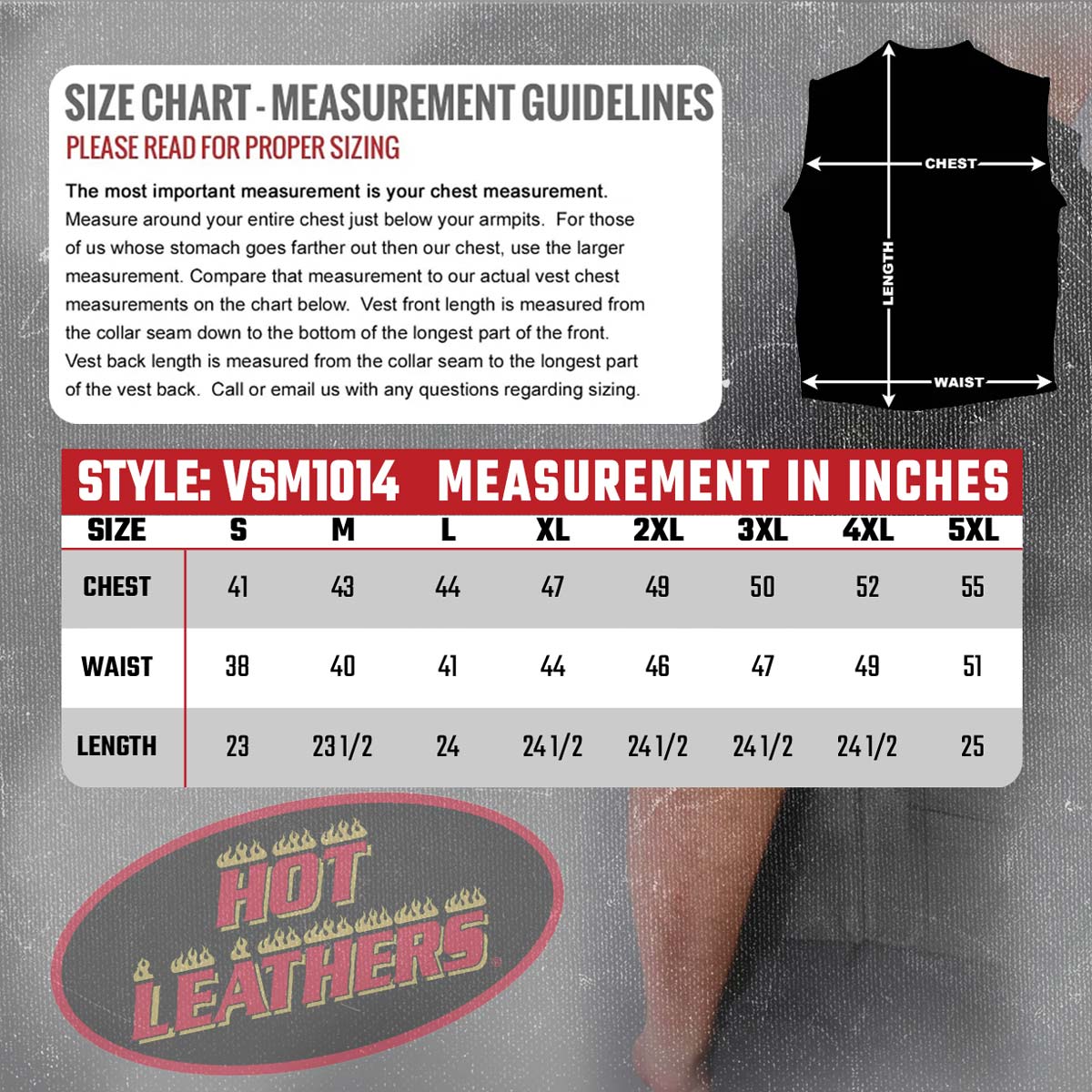 Hot Leathers VSM1014 Men's Black Heavyweight Leather Vest with Inside Pocket — image 3