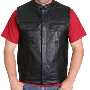 Hot Leathers VSM1018 Men's Black '10 Pocket' Cowhide Leather Vest — image 1