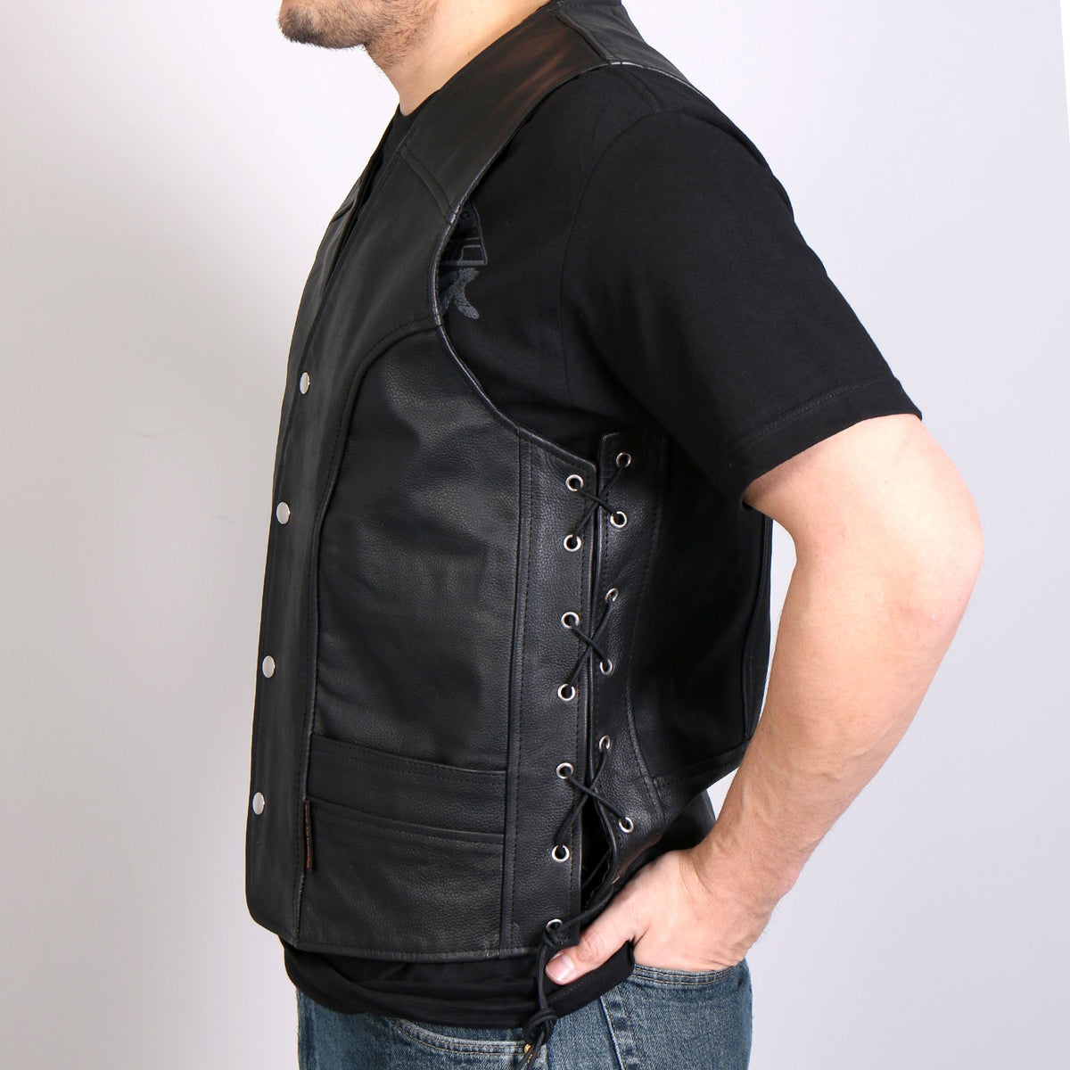 Hot Leathers VSM1030 Men's Black 'Conceal and Carry' Leather Vest — image 2