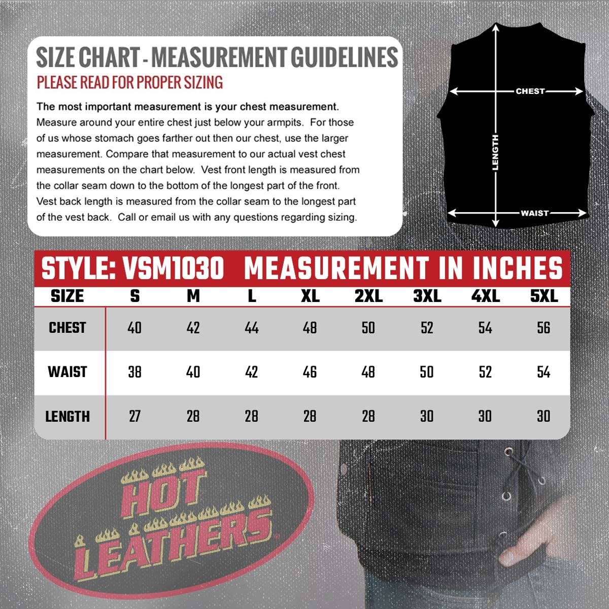 Hot Leathers VSM1030 Men's Black 'Conceal and Carry' Leather Vest — image 3
