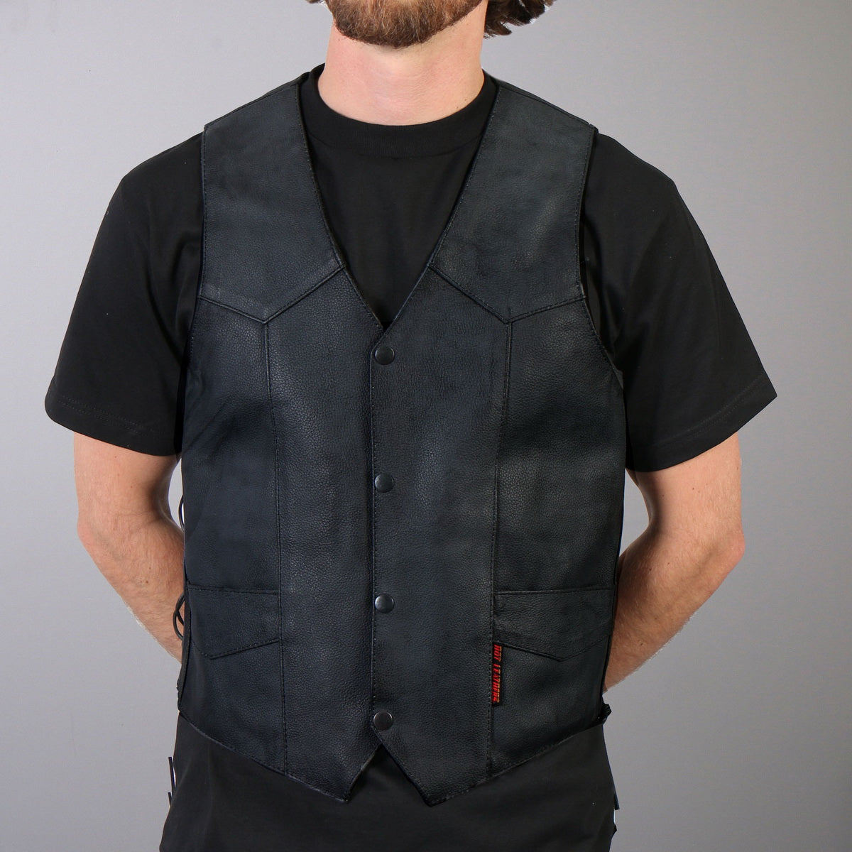 Hot Leathers VSM1033 Men's Black 'Classic Side Lace' Leather Vest — image 3