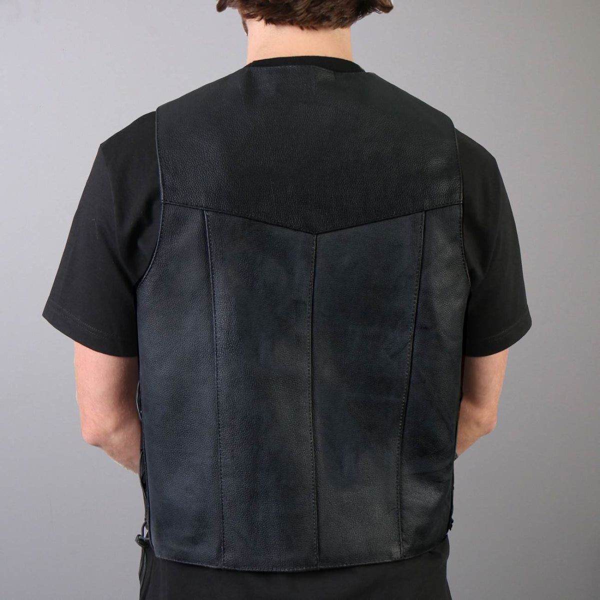Hot Leathers VSM1033 Men's Black 'Classic Side Lace' Leather Vest — image 4