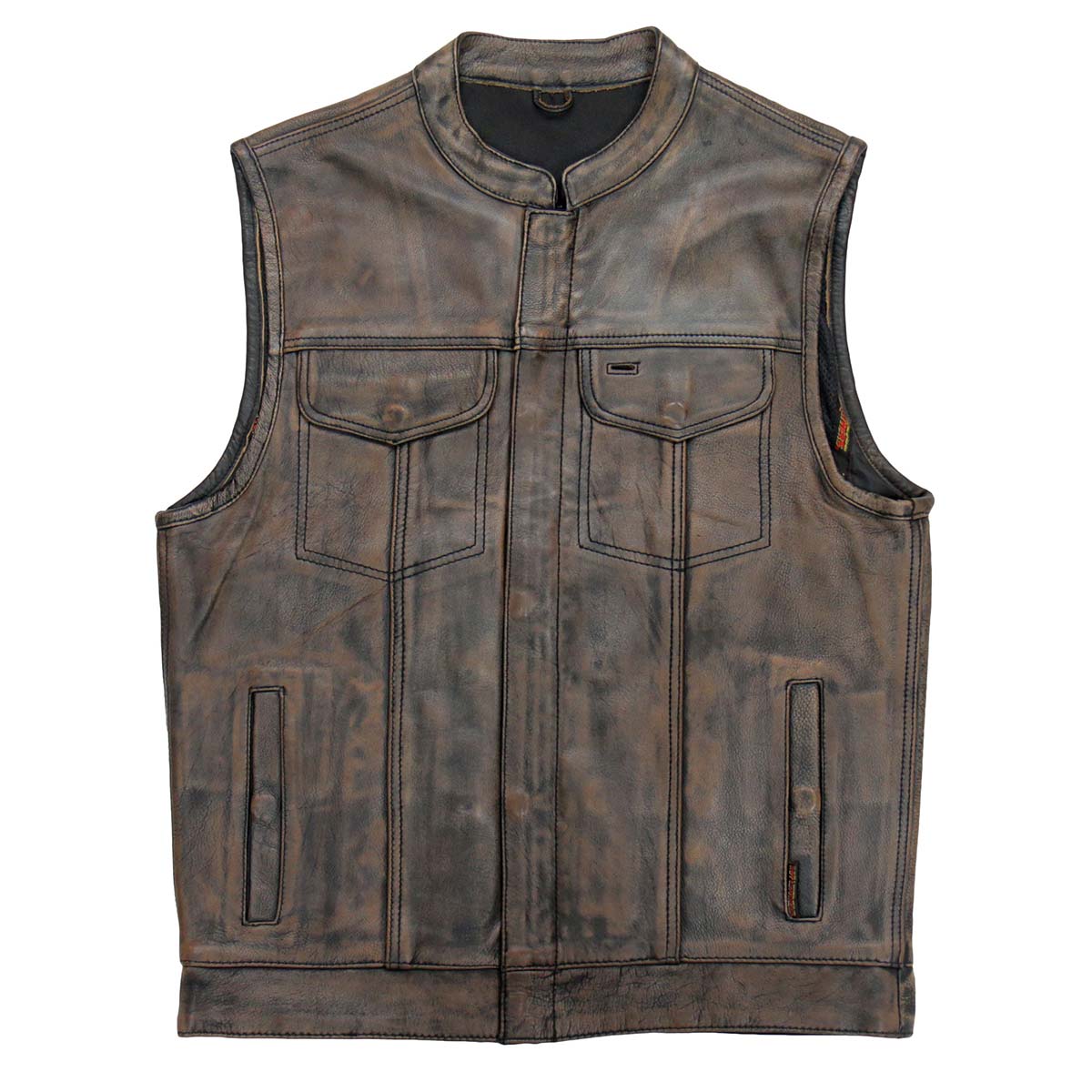 Hot Leathers VSM1035 Men's Distressed Brown 'Conceal and Carry' Club Leather Vest — image 8