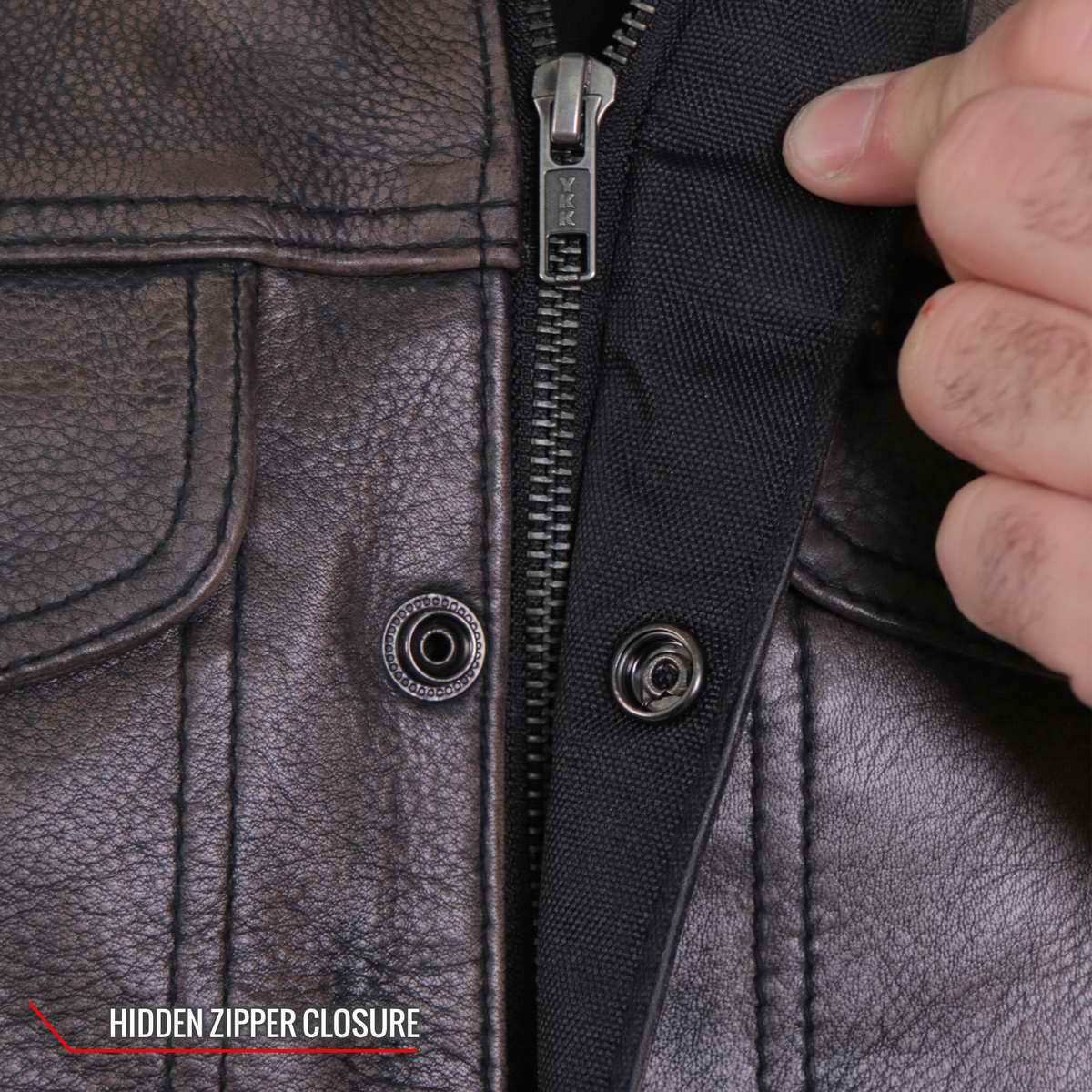 Hot Leathers VSM1035 Men's Distressed Brown 'Conceal and Carry' Club Leather Vest — image 7