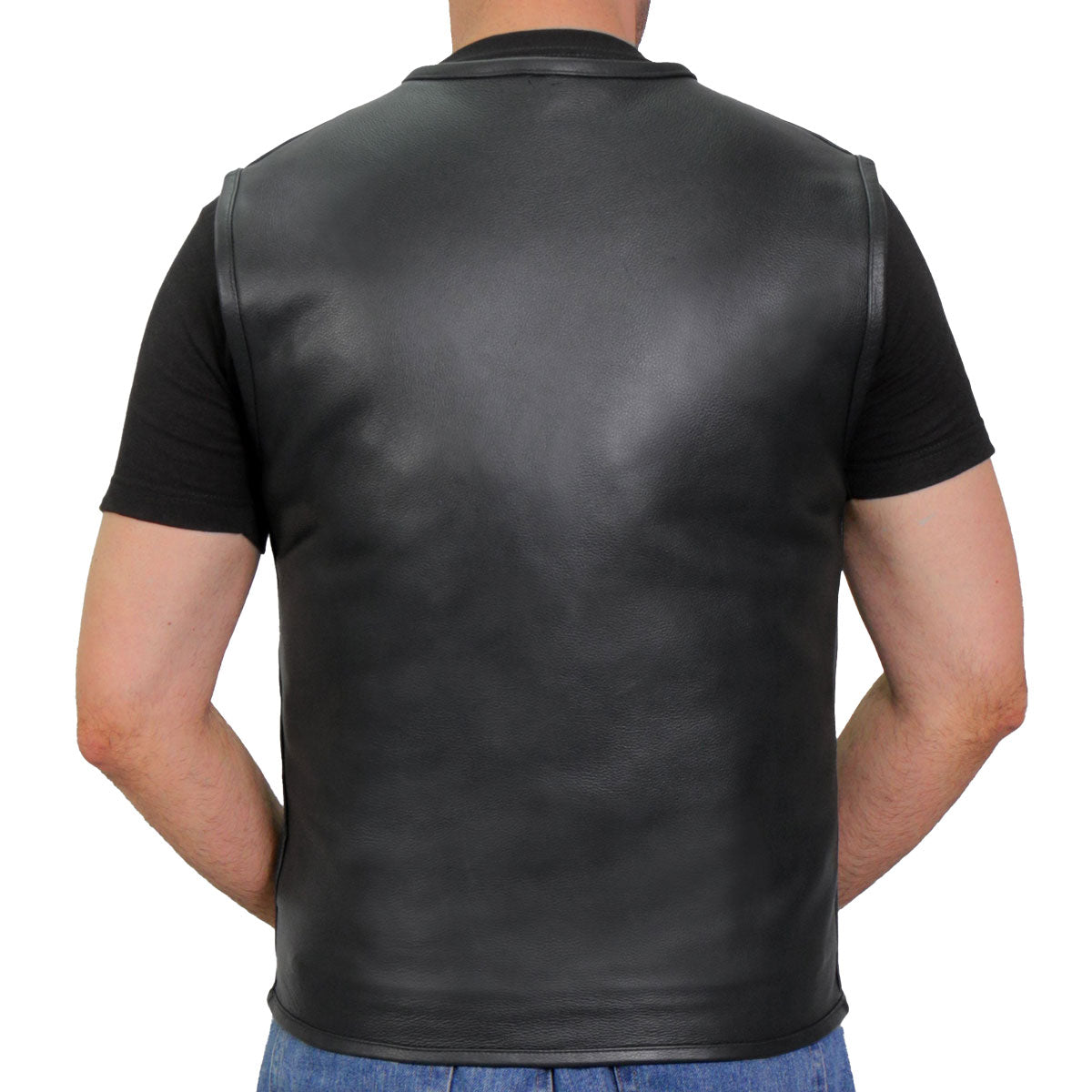 Hot Leathers VSM1036 Men's Black 'Conceal and Carry' Motorcycle Club Style Leather Zip Vest — image 2