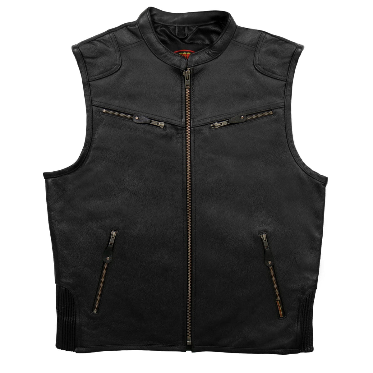 Hot Leathers VSM1037 Men's Black 'Zipper Pockets' Concealed and Carry Leather Vest — image 5