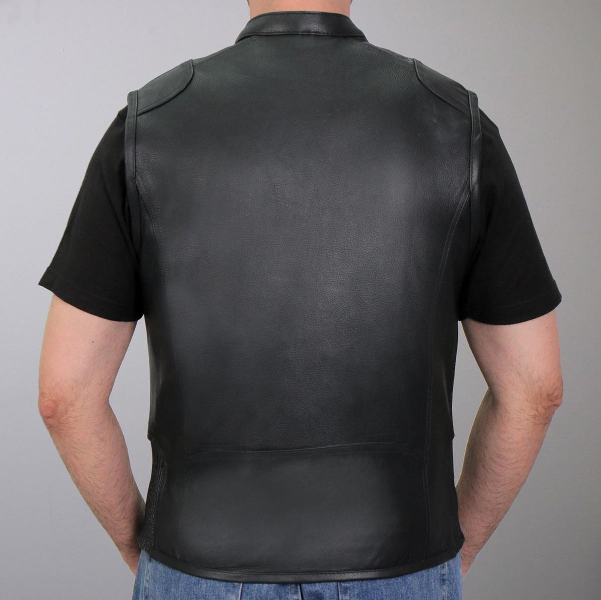 Hot Leathers VSM1037 Men's Black 'Zipper Pockets' Concealed and Carry Leather Vest — image 2