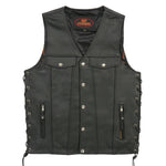 Hot Leathers VSM1038 Men’s Black 'Conceal and Carry' Leather Vest with Side Lace — image 1
